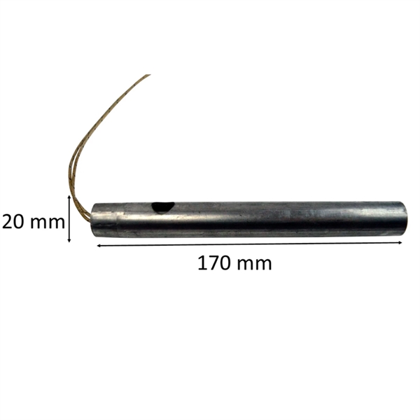 Igniter round with sheath for pellet stove: 20 mm x 170 mm 300 Watt